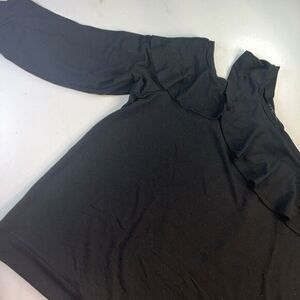 Colleen Lopez Ruffle Womens Top Size 3X Sweatshirt with Cutout Detail Black